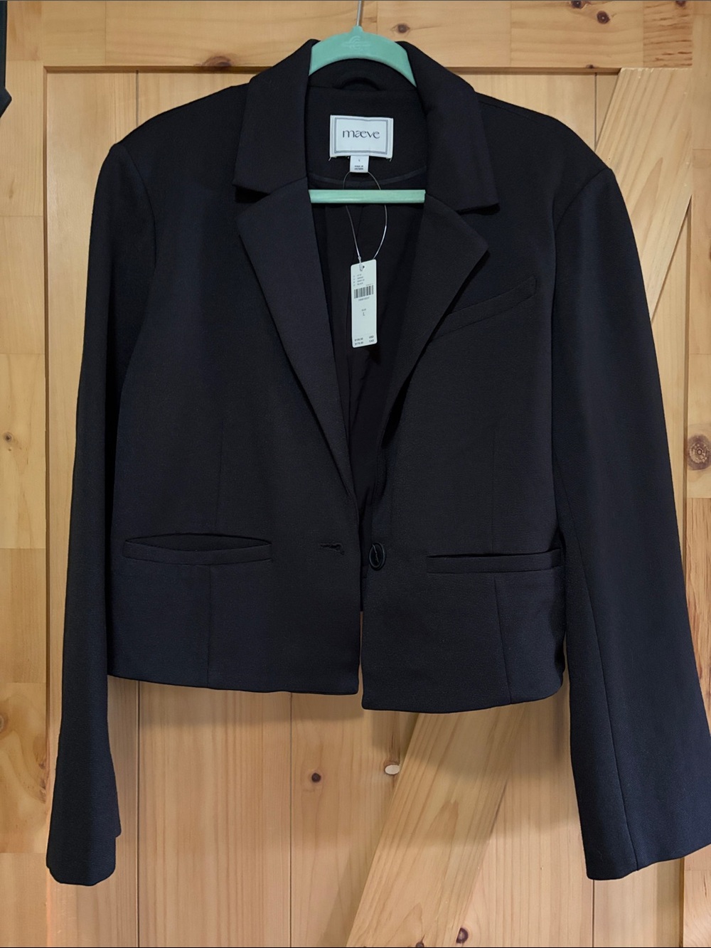 Maeve Black Cropped Single-Button Blazer